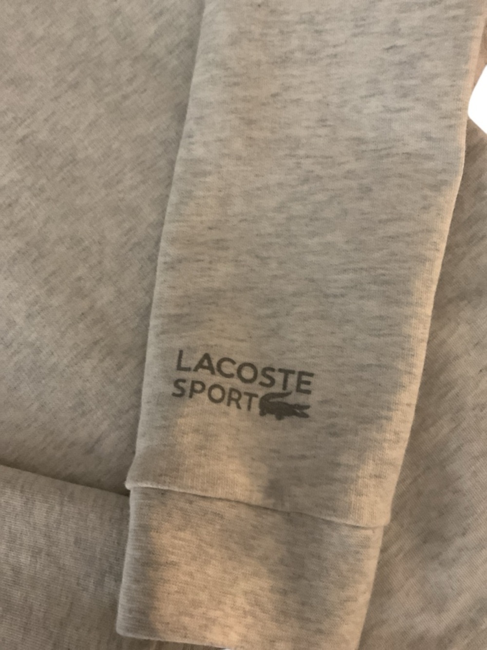 Lacoste Men's/Womens Heather Light Gray Crewneck with Green Crocodile Logo EUC - Picture 3 of 3